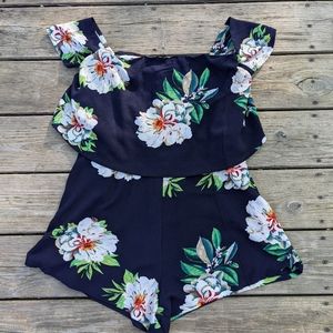 Navy Floral Romper